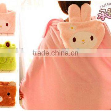 Hooded Cape Style Cartoon Animal Green Frog Model Coral Fleece Office Folding Cushion Blanket photo-5