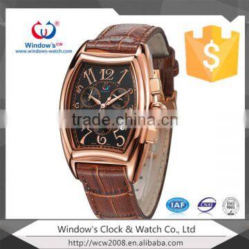 Genuine leather sports watch japan movement stainless steel watches