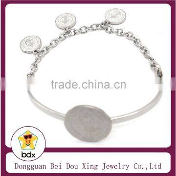 Hot Sell Stainless Steel Catholic Parton San Benito Medal Bracelet Saint St Benedict Cross Womens Lady cMedalla Pulsera Bracelet
