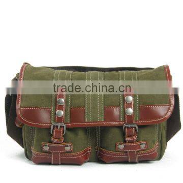 Stylish midium canvas leather field shoulder bag military explorer messenger field bag