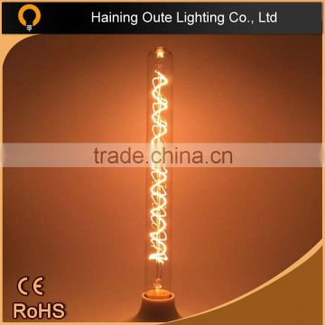 Warm white light bulbs Tube bulb T30 60w spiral filament edison bulb