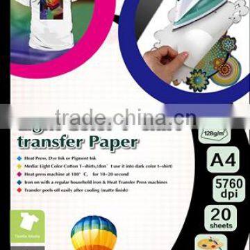 128gsm light color heat transfer paper a4 a3 for cotton white t-shirt