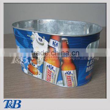 Custom Hotel Galvanized Inner Handles Oval Ice Bucket