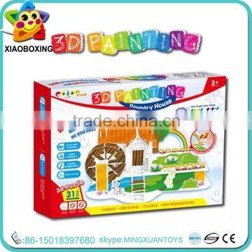 Hot-selling kids diy paper 3d oil painting puzzle jigsaw