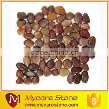 Natural polished Red pebble stone mesh tile