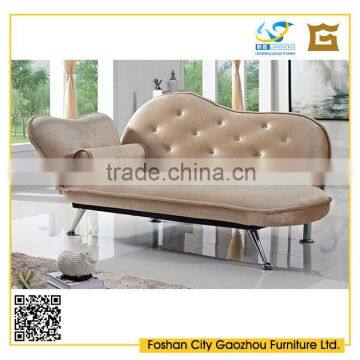 Elegant and nice design fabric tufted chaise lounge folding sofa bed