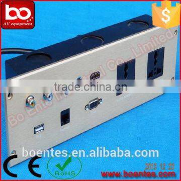 Aluminum Drawing Panel Hotel Wall Mount Media Power Socket Plate With Bottom Box for Hotel AV Solutions