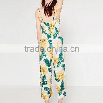 Women's Shoulder Strap Wrap Plunge Floral Print Cami Jumpsuit photo-2