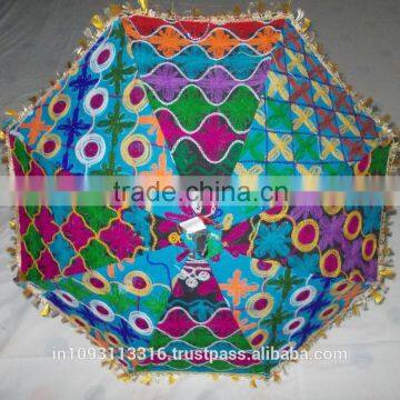 Wholesale Price Beautiful Handmade indian handmade embroidered garden umbrella Heavy Embroidered Sun Umbrellas