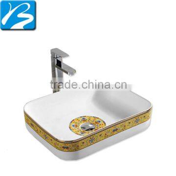 Chinese cheap fancy color Pure White ceramic sinks basin