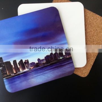 China manufacturer 9X9cm square dye sublimation mdf cork coaster