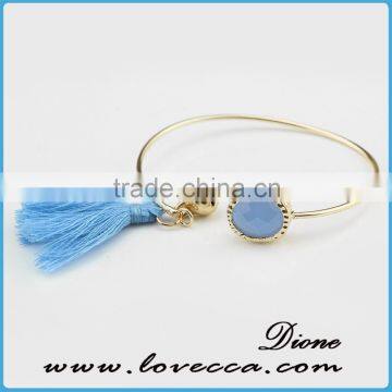 Fashionable Bangle Glass Jewelry Gold Plated Stones tassel Bracelet