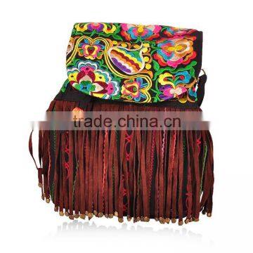 2016 New Design China tassels bag ethnic embroidered backpack