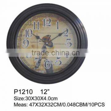 cheap old style round plastic wall clock