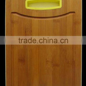 Custom Color Bamboo Wooden Silicone Side Edge Skid Resistance Cutting Board with Silicone Handle