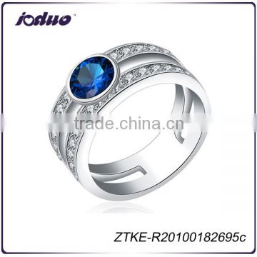 Top Quality One Big Stone Simple Rhodium Plated Ring