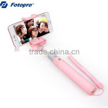 Fotopro Colorful High Quality Shortest Lightest Extendable Hand Held Aluminum Bluetooth Monopod Selfie Stick