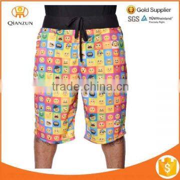 Mens Summer French Terry Emoji Funny Face Print Shorts