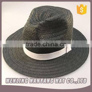 Lightweight Solid Color Papper Panama Band Braided Panama Fedora Sun Hat