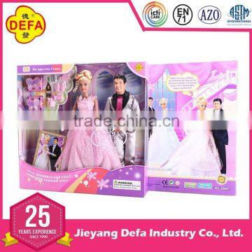 DEFA LUCY Love Plastic Wedding Couple Doll with Doll Wedding Dress Doll