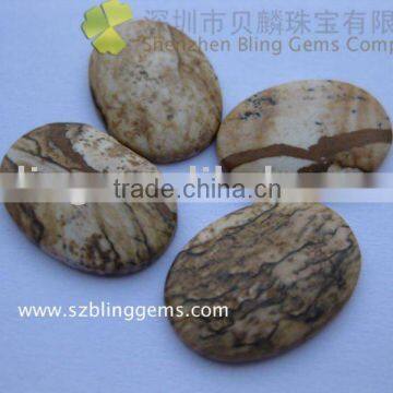 High quality Natural Picture jasper semi precious Gemstone cabochon