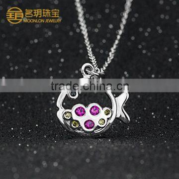 Hot Sale Popular Fish Jewelry With Colorful Gemstones Necklace Pendants