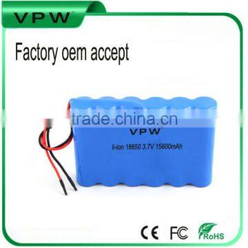 lir 18650 cylindrical battery pack 3.7v 15600mah