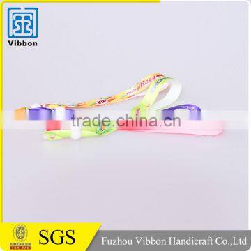 Polyester heat transfer printed satin wristband with plastic clip