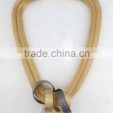 Winter style 2 layer mesh chain gold necklace