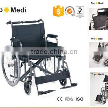 Heavy Duty Extra Wide Seat Steel Manual Wheelchair for Fat People/Silla de ruedas manual para los gruesos