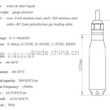 FLS-CG11 High Resolution Deep Well IP68 400mm Capacitive Water Level Transducer photo-3