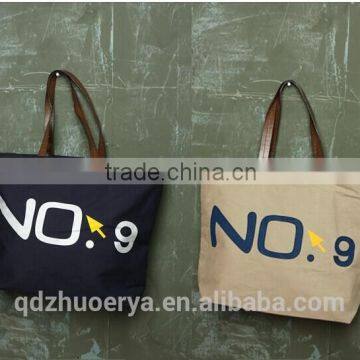 letter printing cotton fabric canvas bag large handbag