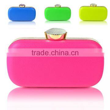 Hot Neon Colored Plain PU Leather Minadieries hardcase clutch bag (LCHEB176)