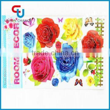 Hot Selling 3D Colorful Rose Wall Sticker