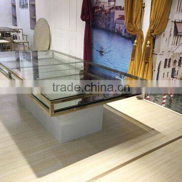 Hot Selling Golden Stainless Steel Wedding Project Wedding Table With Glass Top photo-4