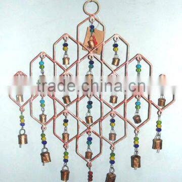 Metal Christmas bell & beads hanging home decoration