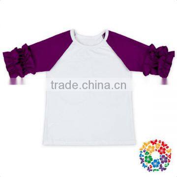 Wholesale Baby Girls Clothing Solid Color Cotton Half Sleeves Raglan Shirts Girls Ruffle Icing Raglan photo-4