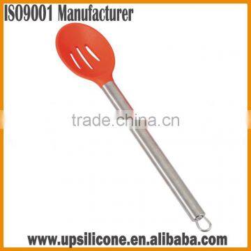 silicone draining spoon with stainless steel handle