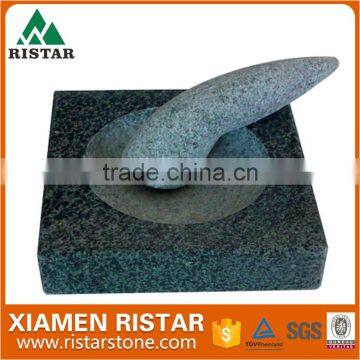 Mills type square granite stone mortar and pestle