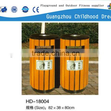 (HD-18004) outdoor litter bin good quality wood and galvanized barrel park wood storage bin