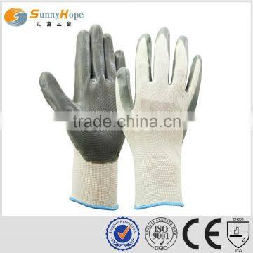 SUNNYHOPE 13gauge Polyester Knit grey nitrile coated gloves