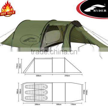 3 Person Large Glamping Luxury Waterproof Fireproof Aluminum Custom Printed Outdoor Hiking Equipment Tunnel Tent Camping