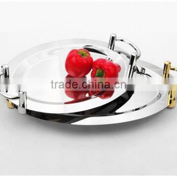 stainless steel oval food serving trays with stainless steel handles