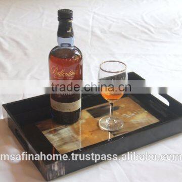 Rectangle horn lacquer serving tray
