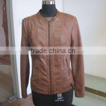 Punk Rock PU Leather Jacket Women Tops Faux Leather Autumn Coat Slim Orange Jackets Outwear Women Top 2015 Faux Leather Jacket