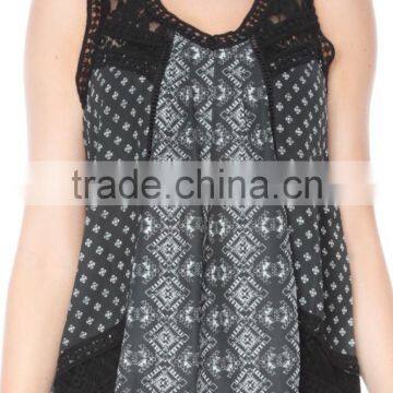 Lace Mixed Print Panel Swing Tank Italy Clothes Wholesale photo-3