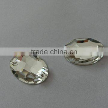 Oval Sew-on Crystal Flatback Glass Bead With Holes Crystal Color Glass Bead for Wedding Dress photo-5