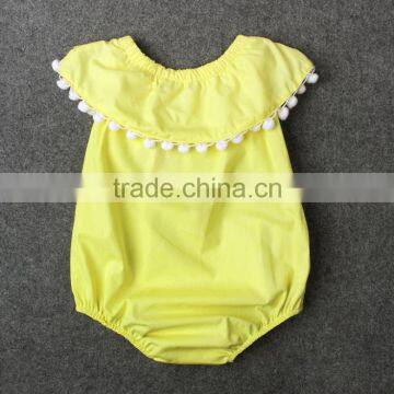 2017 Summer Fluorescent Yellow Color Infant Girls Bodysuit photo-2