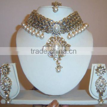 KUNDAN pearl CHOKER necklace set