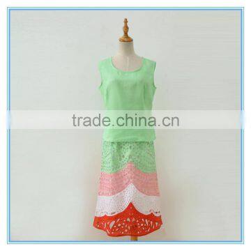 Ramie Cotton Fabric Multi Color and Embroidery Ladies Office Suit photo-6